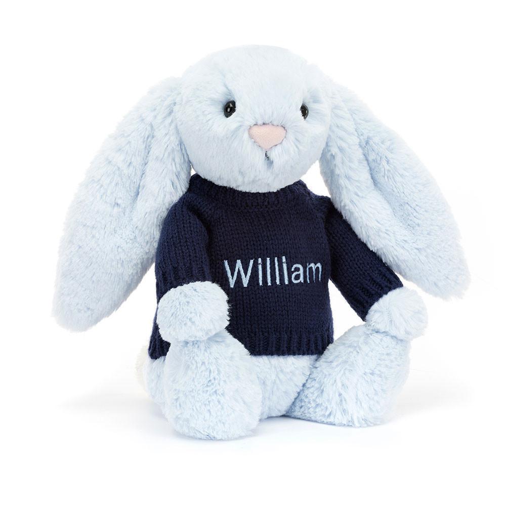 Jerséis Jellycat Bashful Bunny with Personalised Navy Jumper 31cm x 12cm x 9cm Azules  Costa Rica |  13957-CGVM